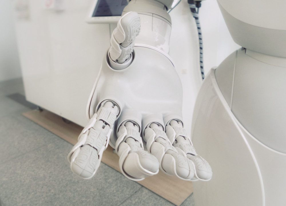 Image of a robot hand, representing the AI-powered technology behind Zonmaster's Landing Page Generator.